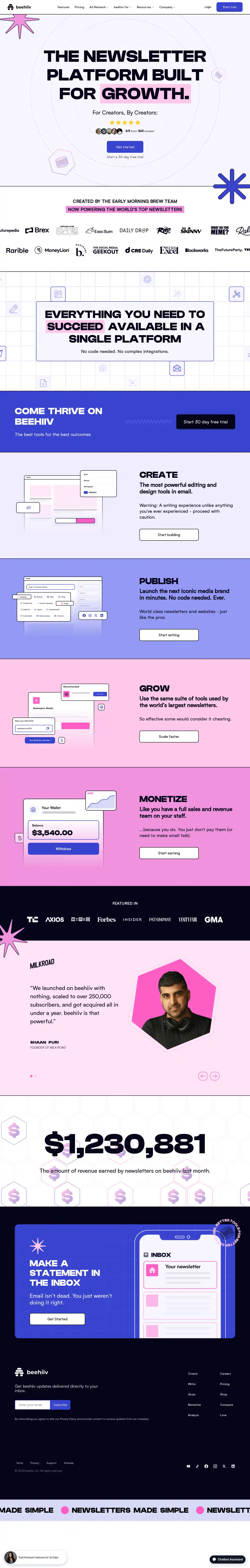 Desktop Screenshot for beehiiv.com