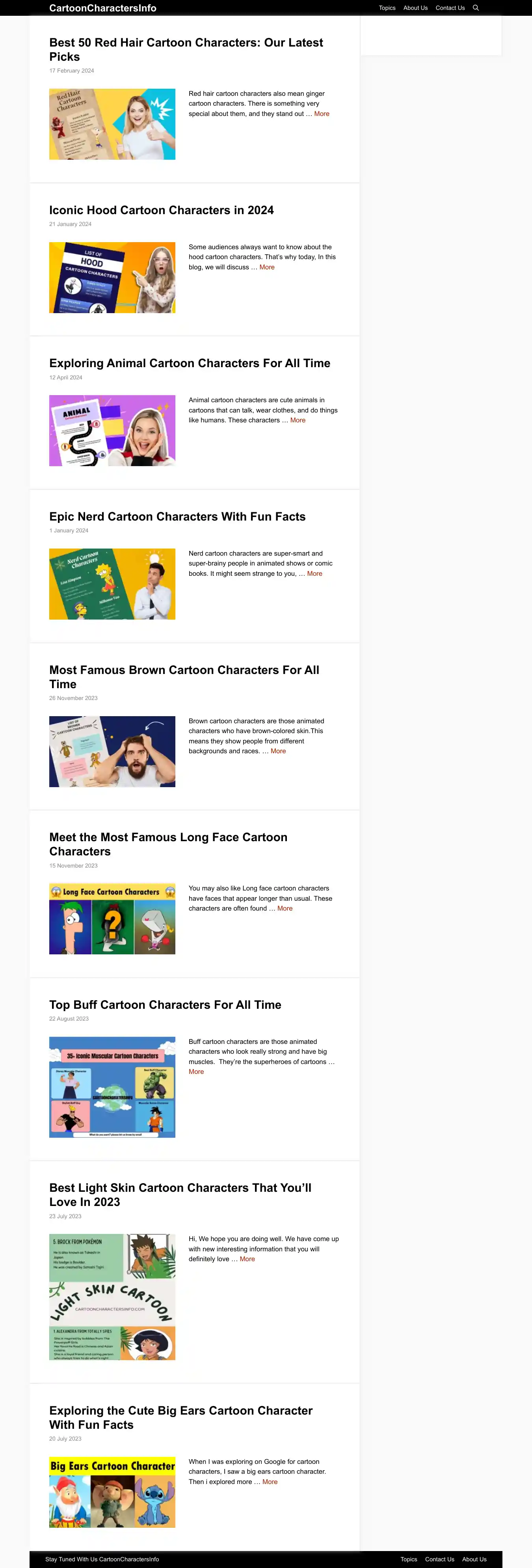 Desktop Screenshot for cartooncharactersinfo.com