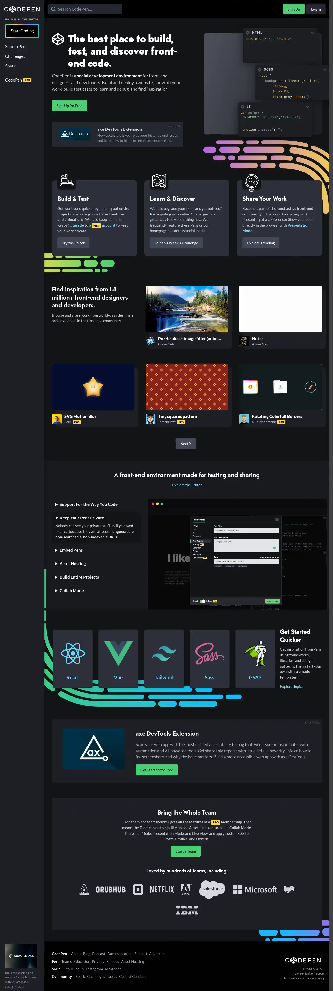 Desktop Screenshot for codepen.io