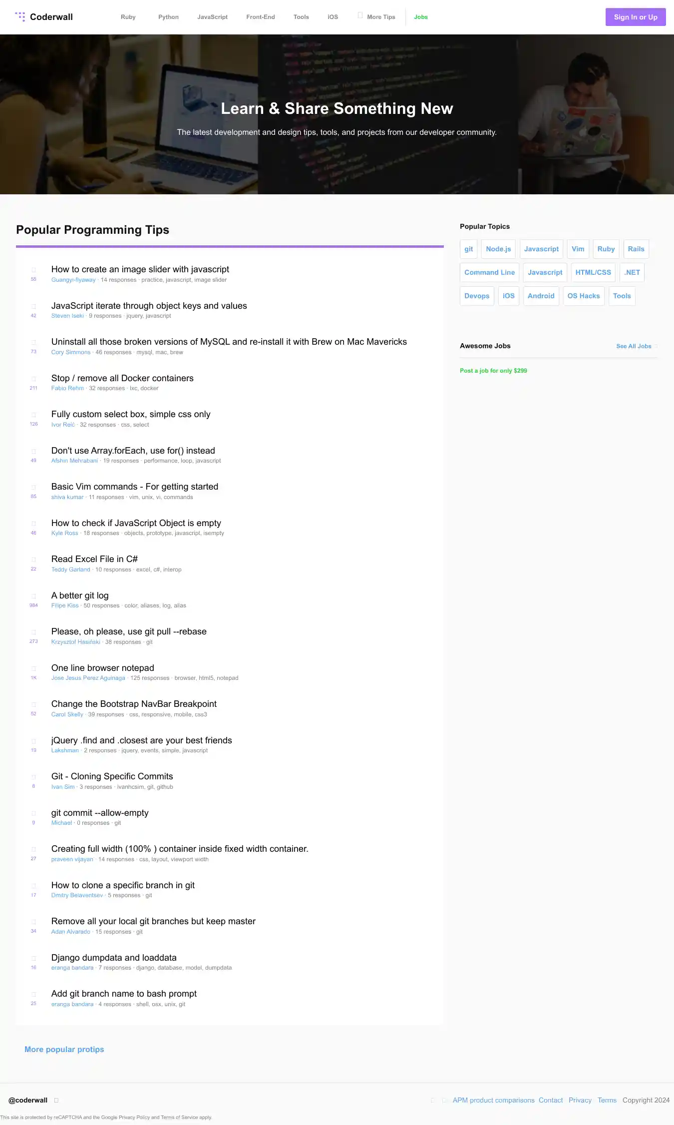 Desktop Screenshot for coderwall.com