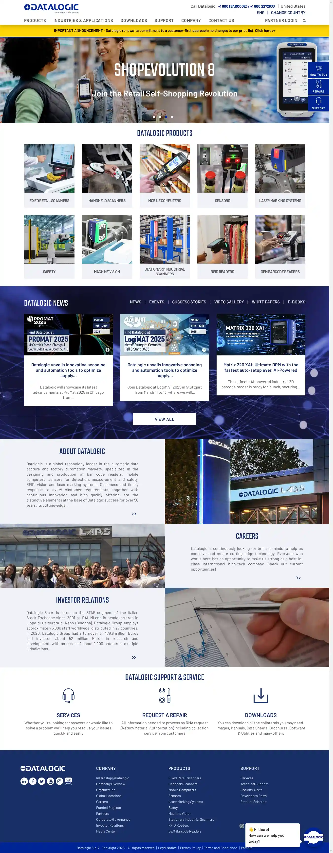 Desktop Screenshot for datalogic.com
