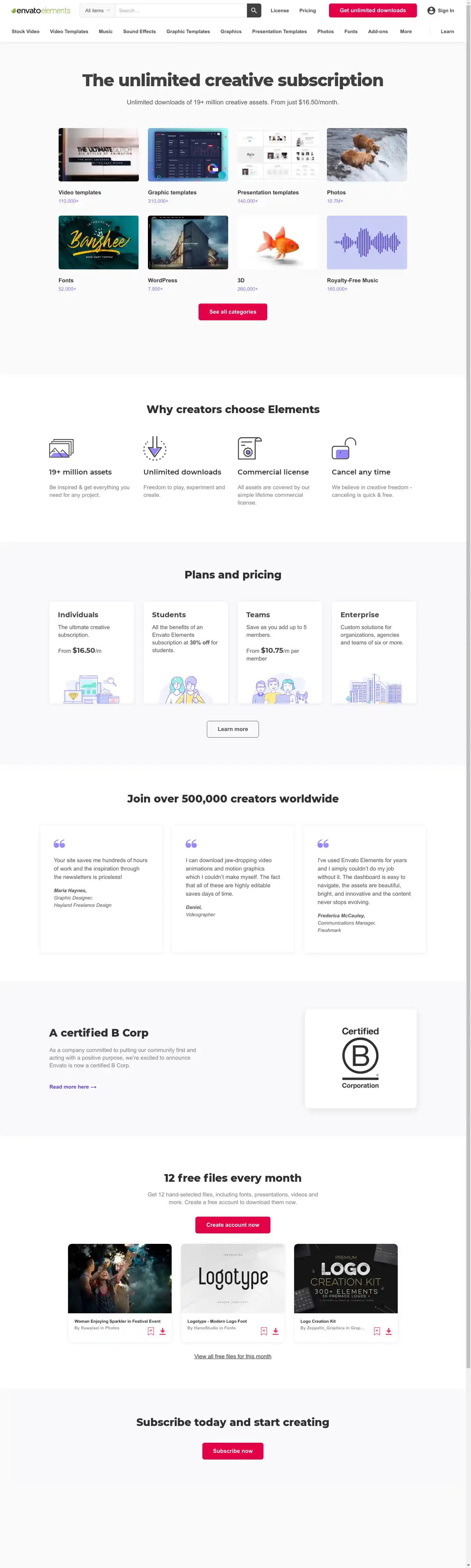 Desktop Screenshot for envato.com