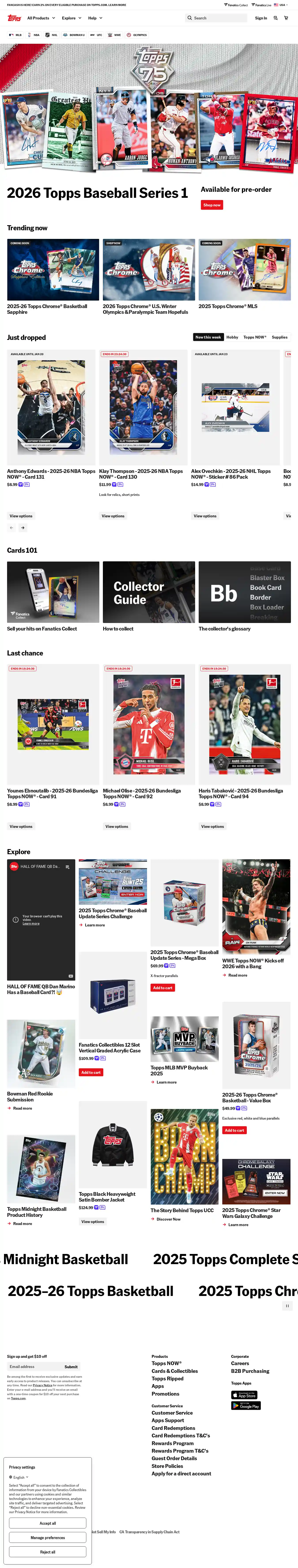 Desktop Screenshot for topps.com