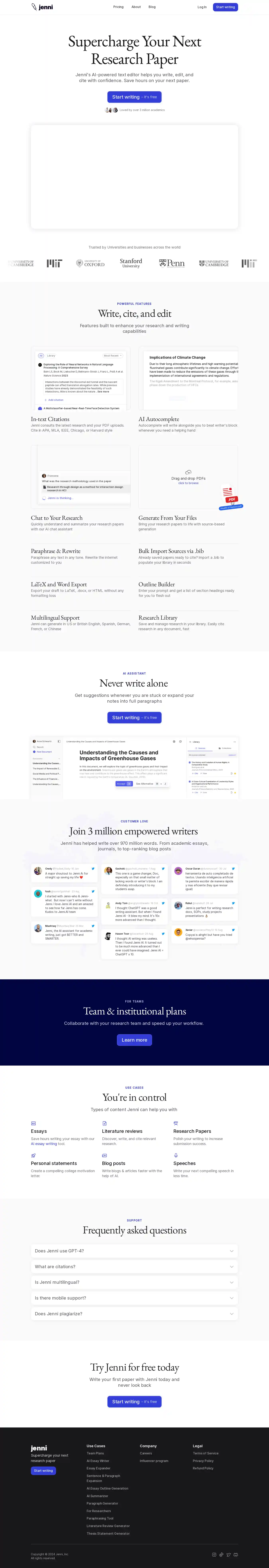 Desktop Screenshot for jenni.ai