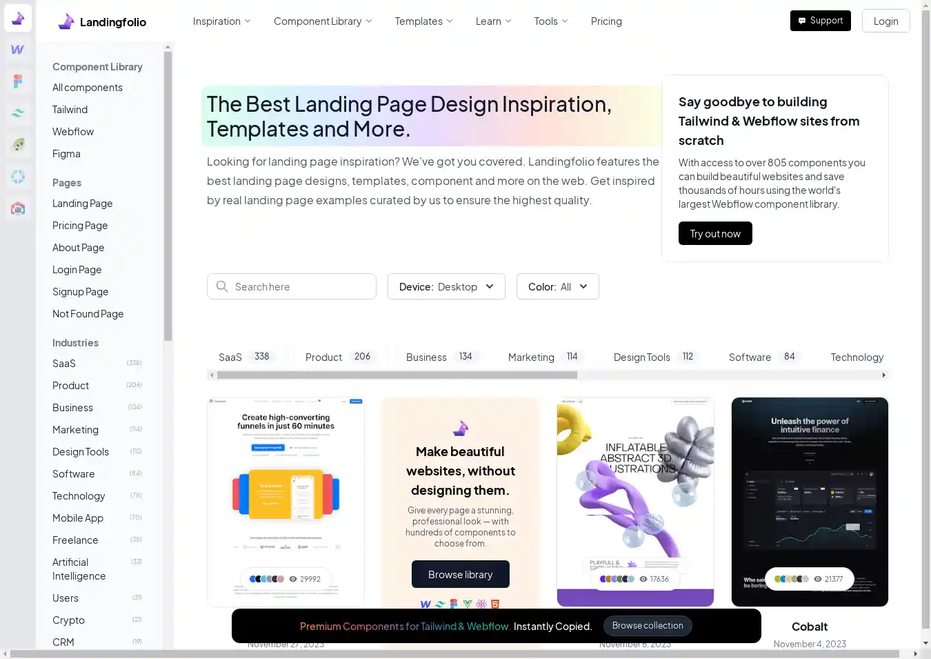 Desktop Screenshot for landingfolio.com