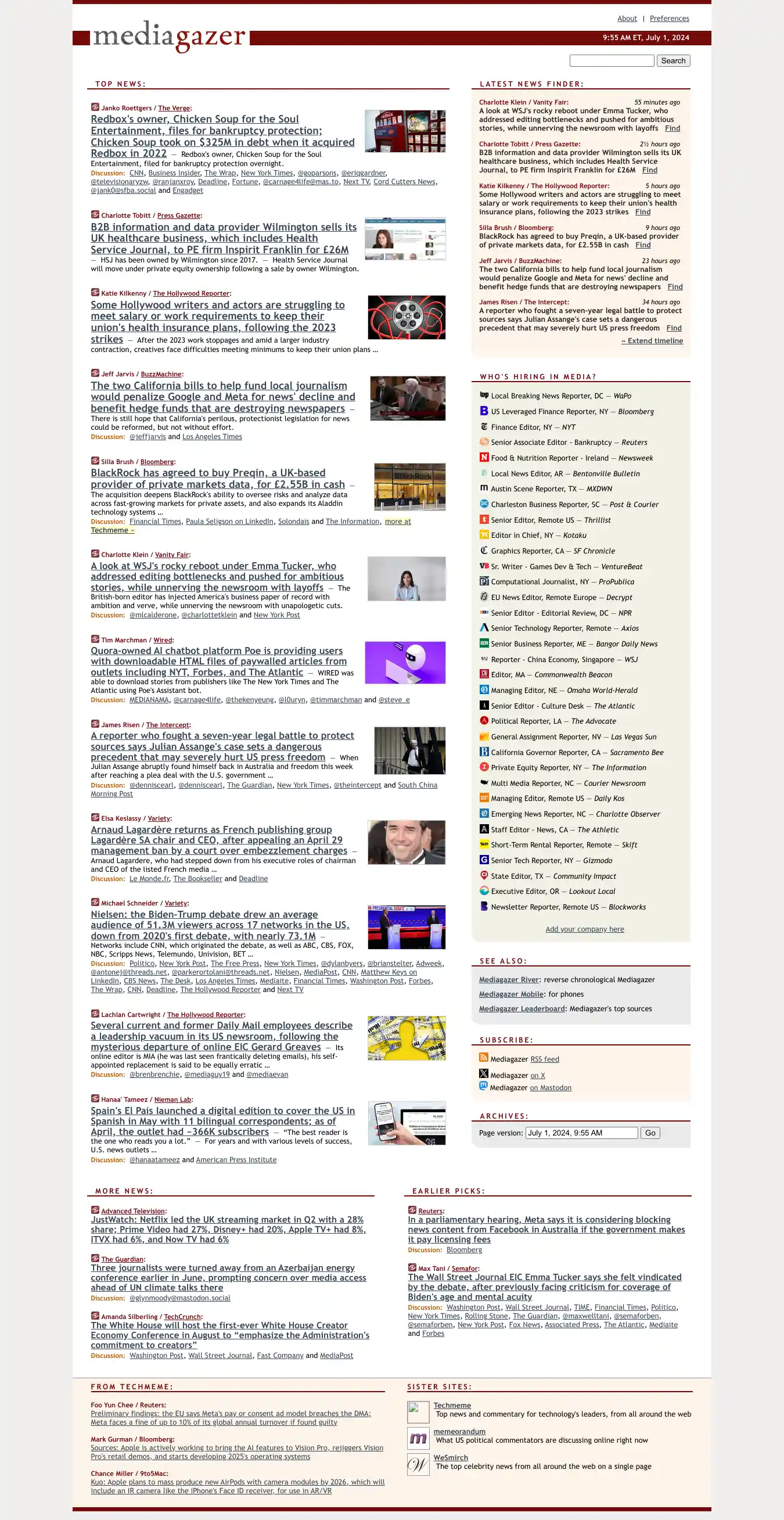 Desktop Screenshot for mediagazer.com