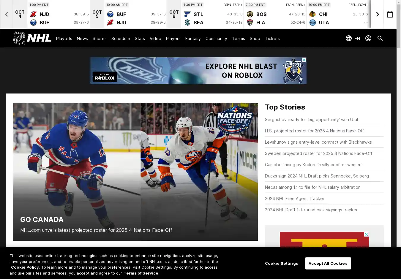 Desktop Screenshot for nhl.com