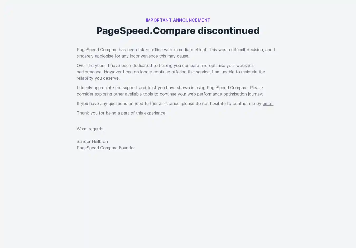 Desktop Screenshot for pagespeed.compare