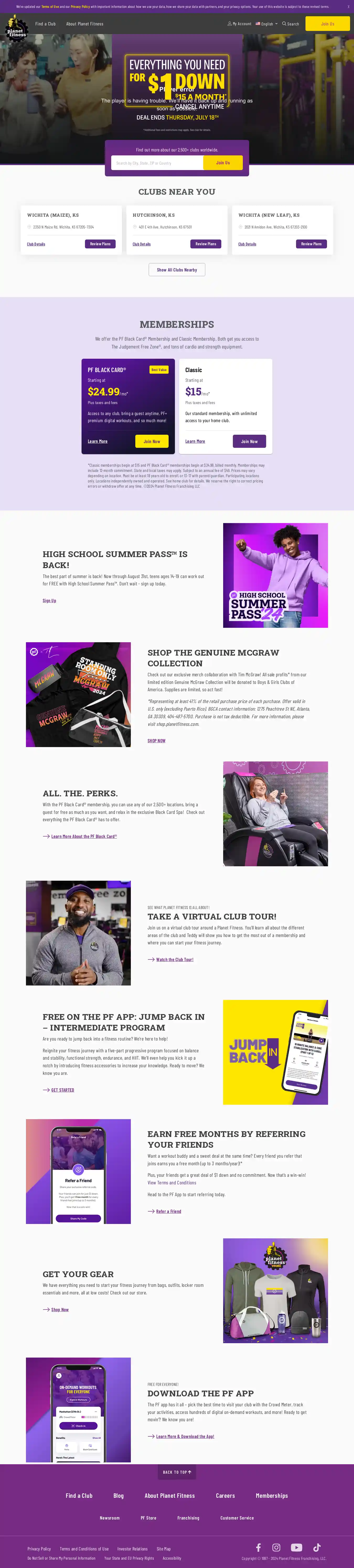 Desktop Screenshot for planetfitness.com