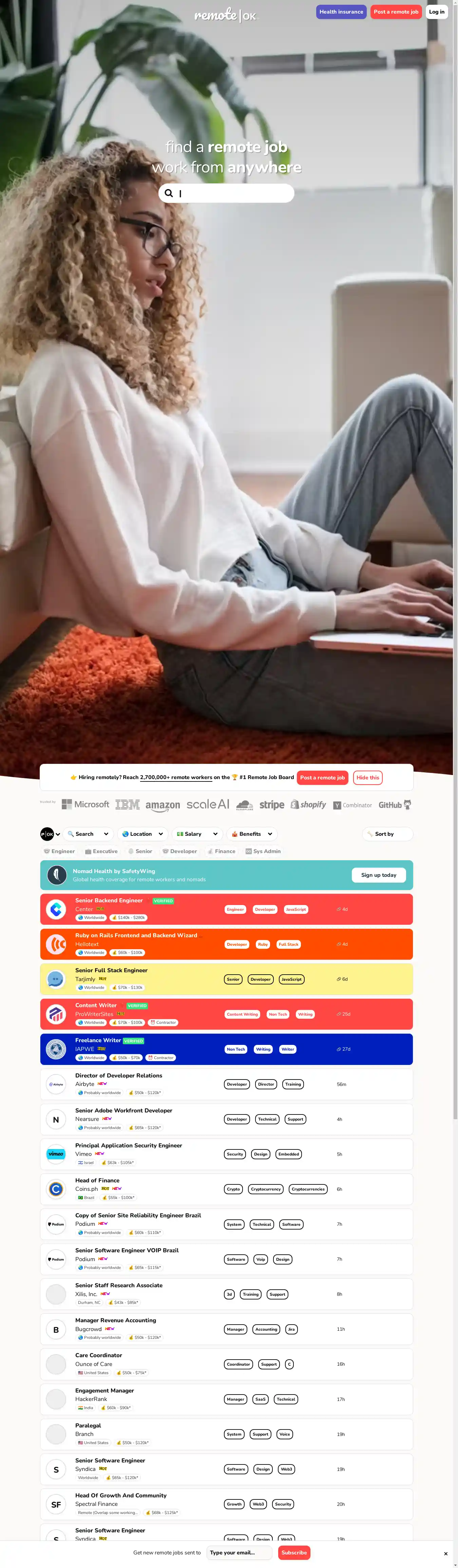Desktop Screenshot for remoteok.com
