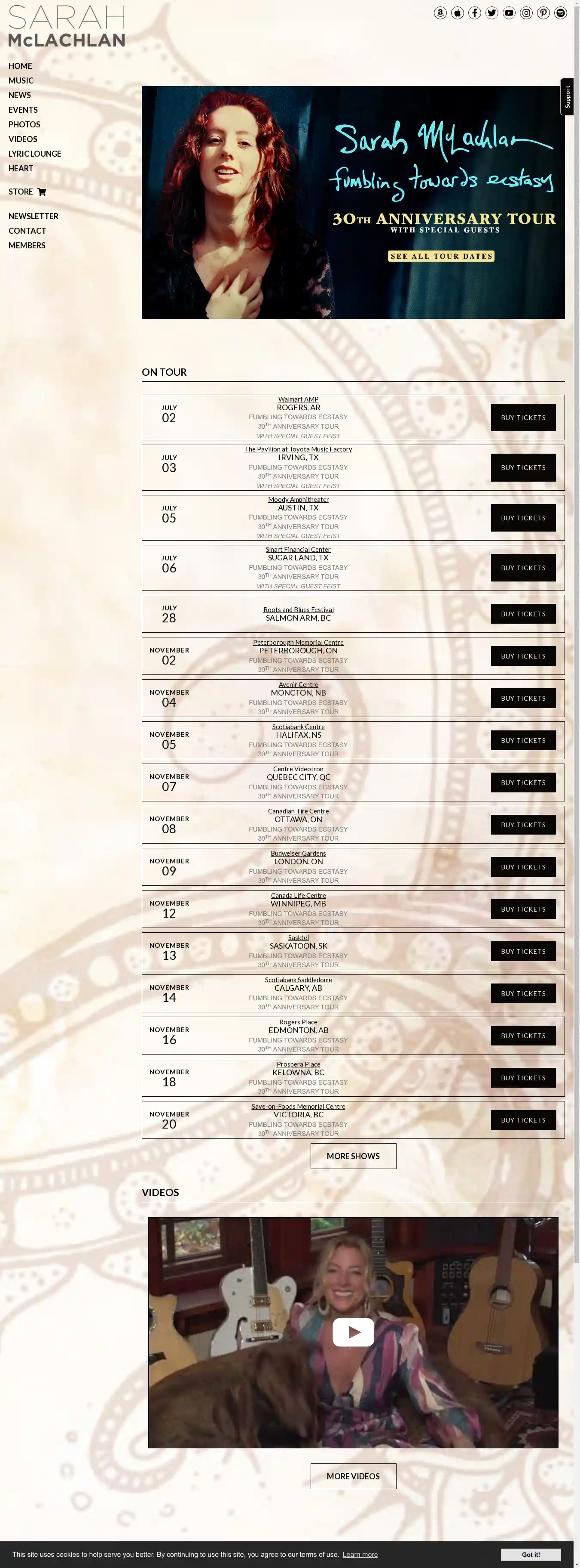 Desktop Screenshot for sarahmclachlan.com