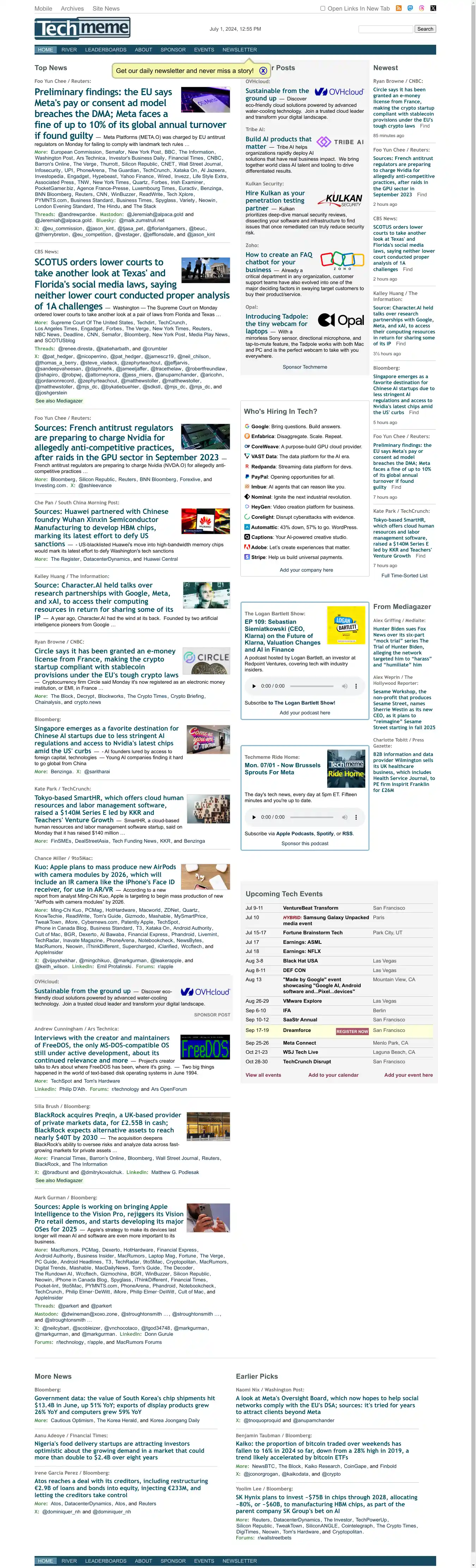 Desktop Screenshot for techmeme.com