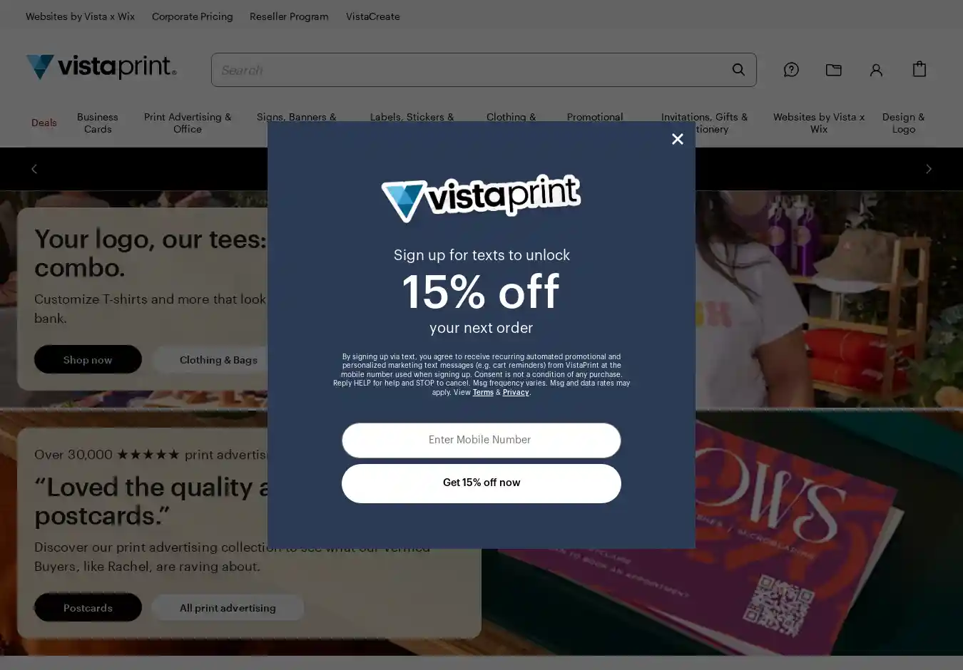 Desktop Screenshot for vistaprint.com
